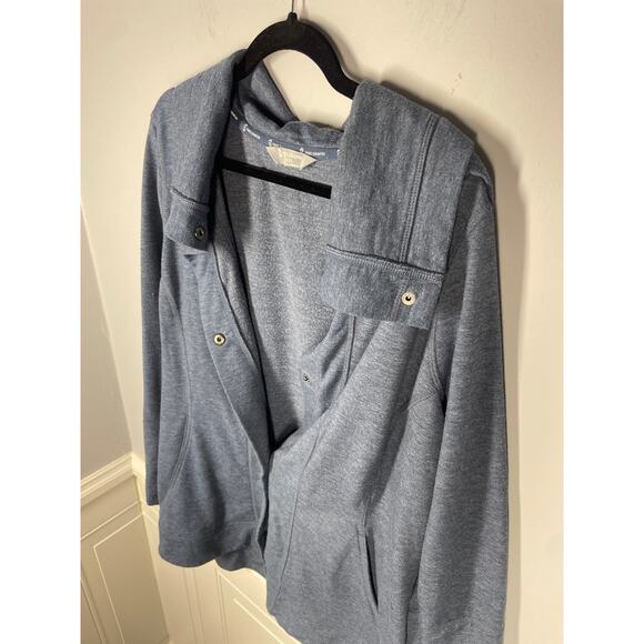 Free Country, Size XXL, Blue Snap Jacket Sweatshirt, Pockets, Flattering Seams - Picture 6 of 7